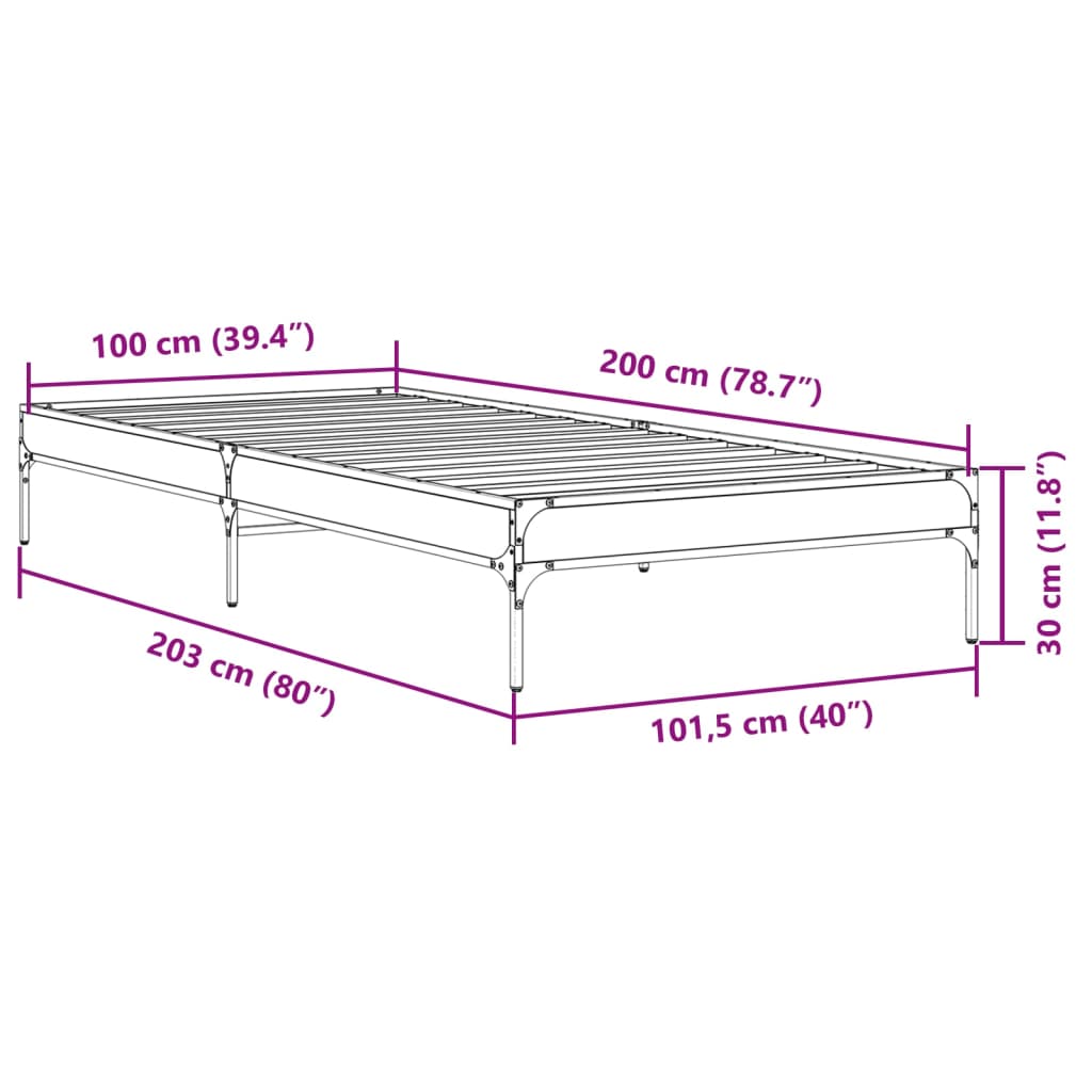 Giroletto Nero 100x200 cm in Legno Multistrato e Metallo | homemem39