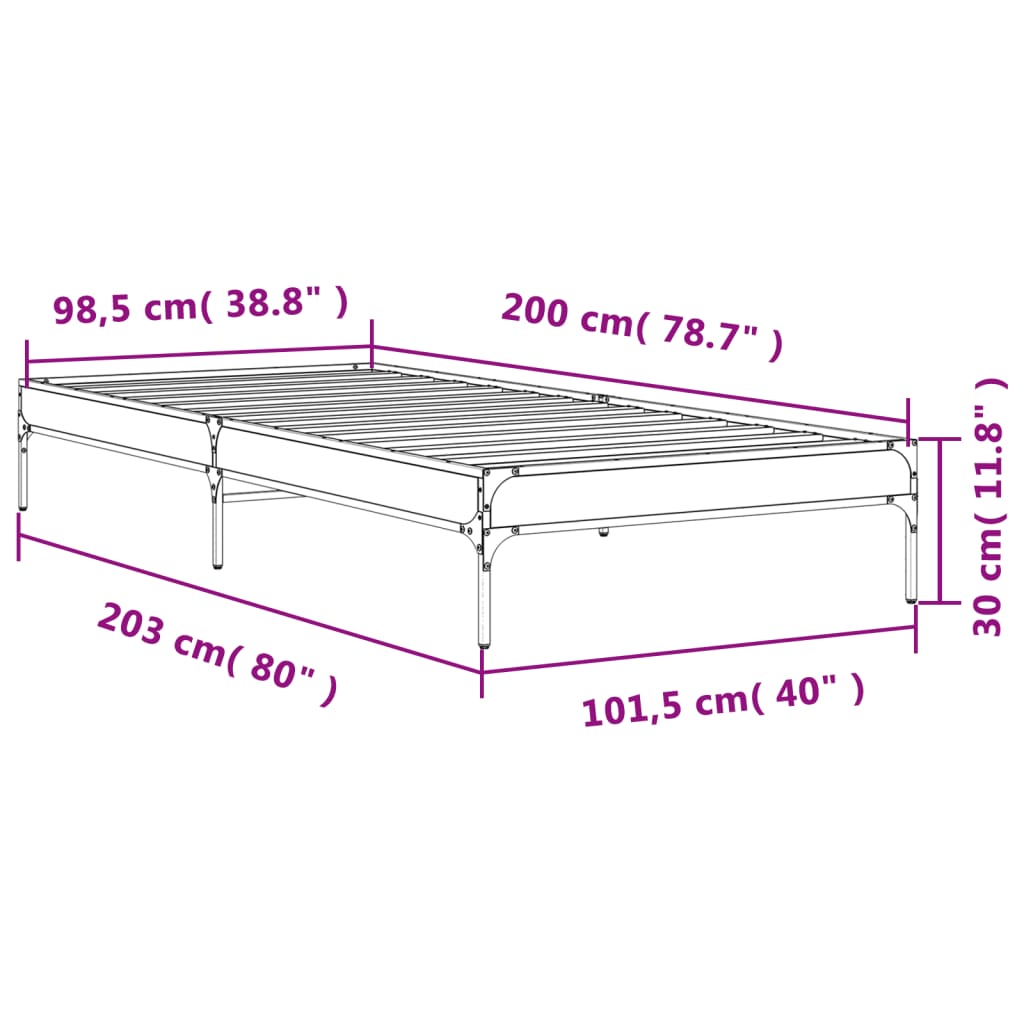 Giroletto Grigio Sonoma 100x200 cm Legno Multistrato e Metallo | homemem39