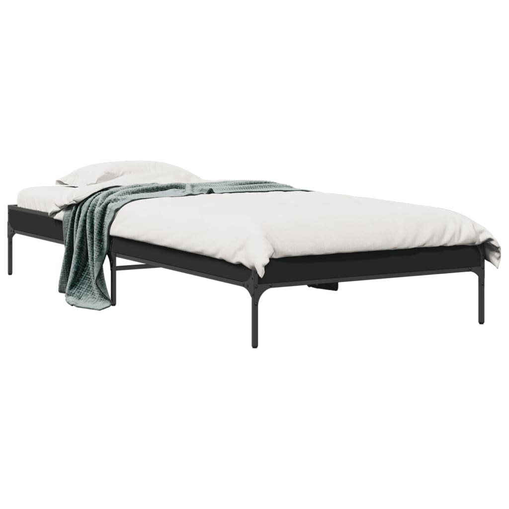 Giroletto Nero 90x200 cm in Legno Multistrato e Metallo | homemem39