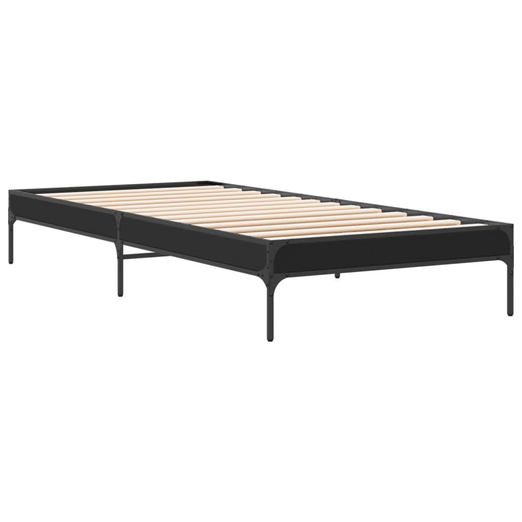 Giroletto Nero 90x200 cm in Legno Multistrato e Metallo | homemem39