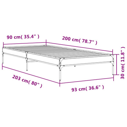 Giroletto Nero 90x200 cm in Legno Multistrato e Metallo | homemem39