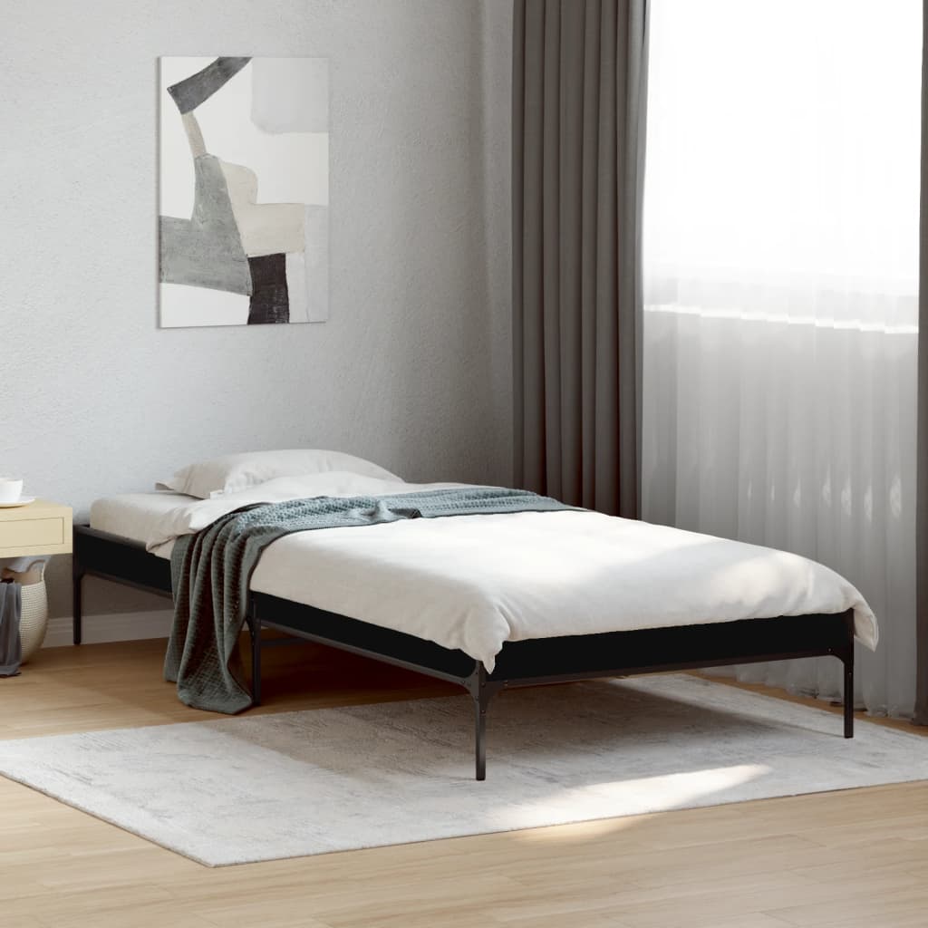 Giroletto Nero 90x200 cm in Legno Multistrato e Metallo | homemem39