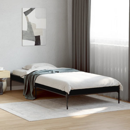 Giroletto Nero 90x200 cm in Legno Multistrato e Metallo | homemem39