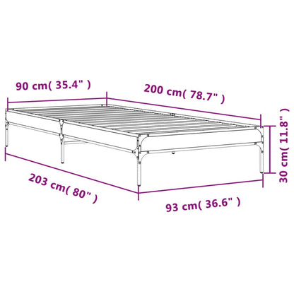 Giroletto Grigio Sonoma 90x200 cm Legno Multistrato e Metallo | homemem39