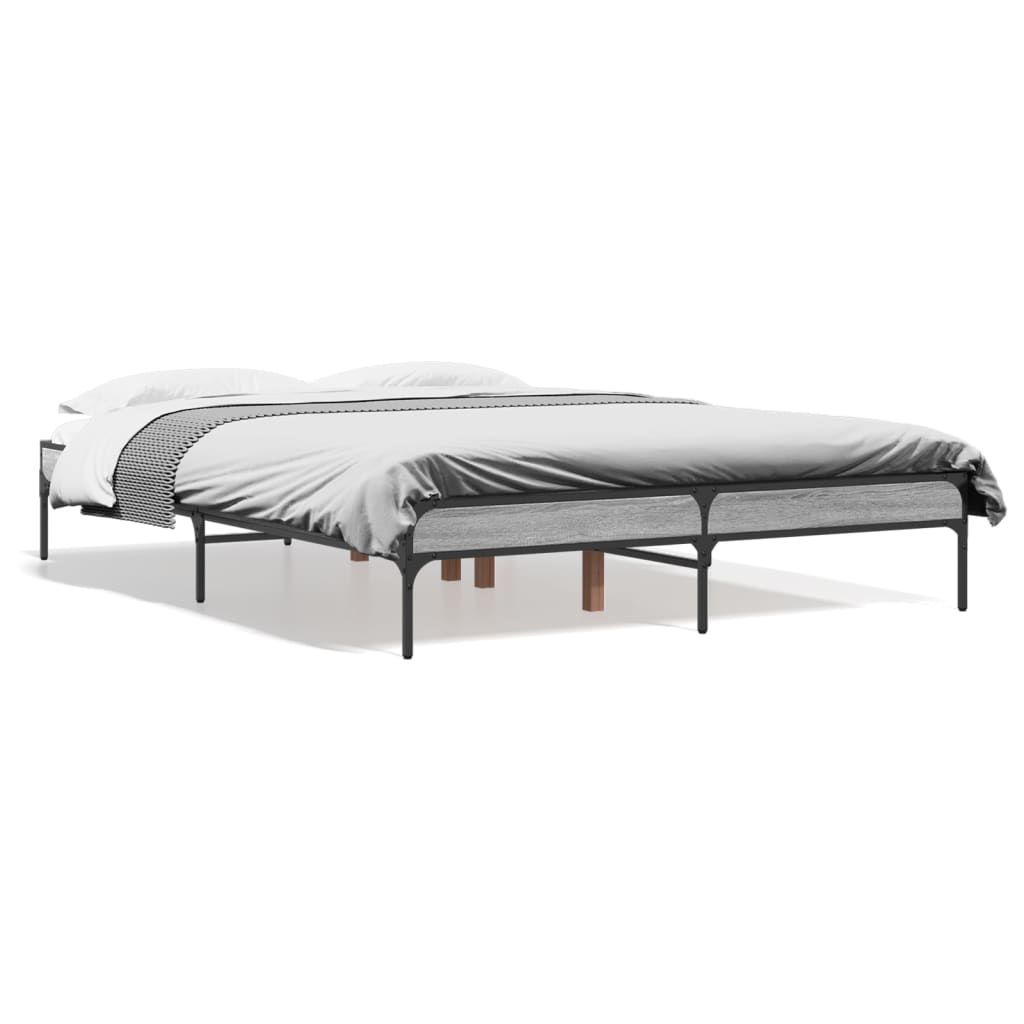 Giroletto Grigio Sonoma 135x190 cm in Legno Multistrato Metallo | homemem39