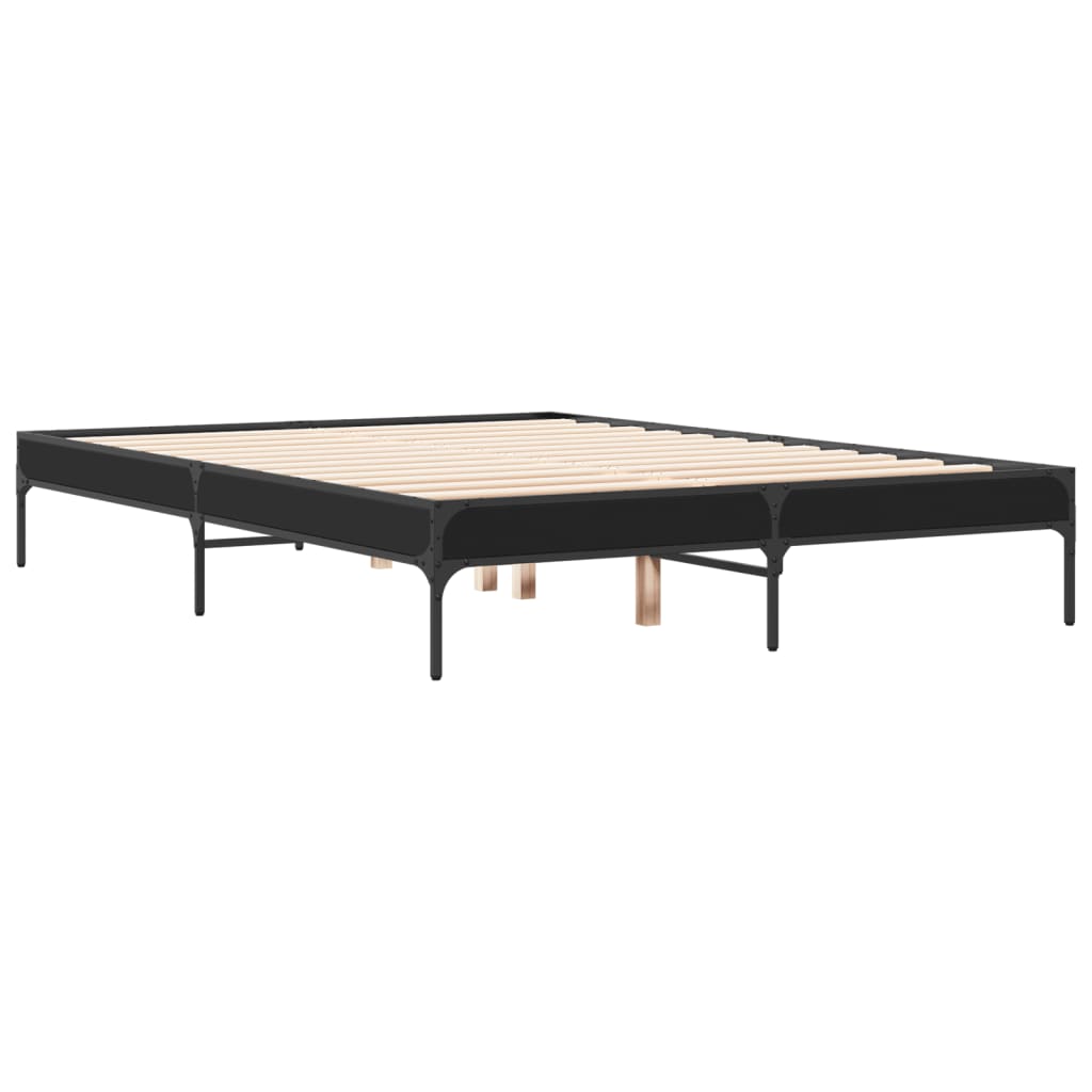 Giroletto Nero 120x190 cm in Legno Multistrato e Metallo | homemem39