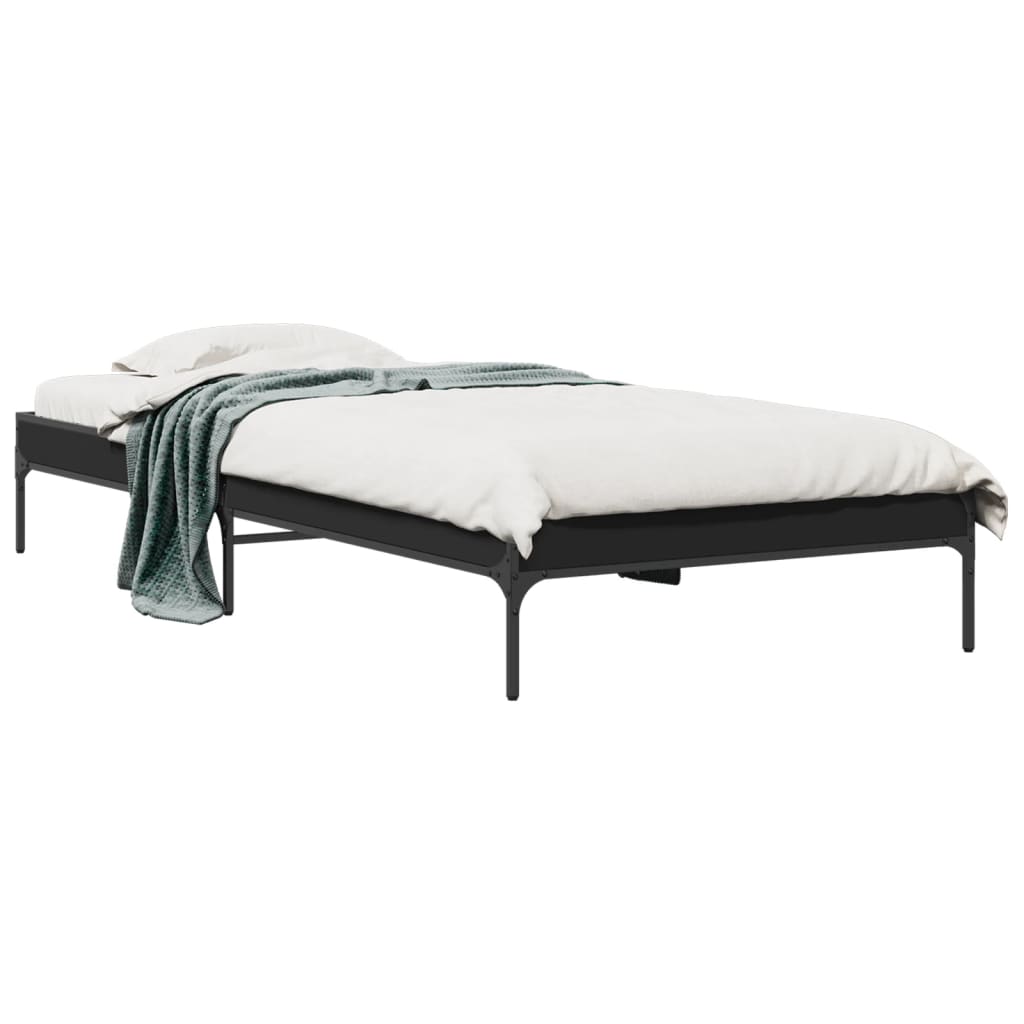 Giroletto Nero 75x190 cm in Legno Multistrato e Metallo | homemem39