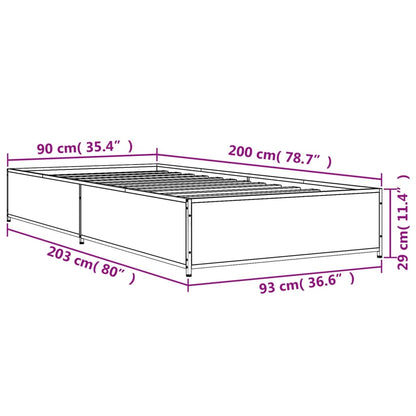 Giroletto Nero 90x200 cm in Legno Multistrato e Metallo | homemem39