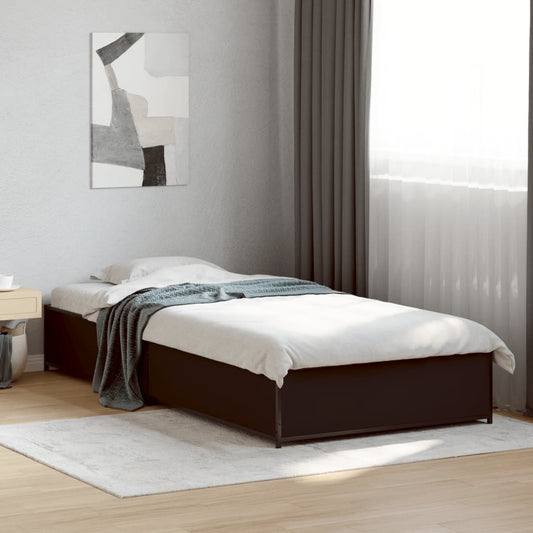 Giroletto Nero 90x200 cm in Legno Multistrato e Metallo | homemem39