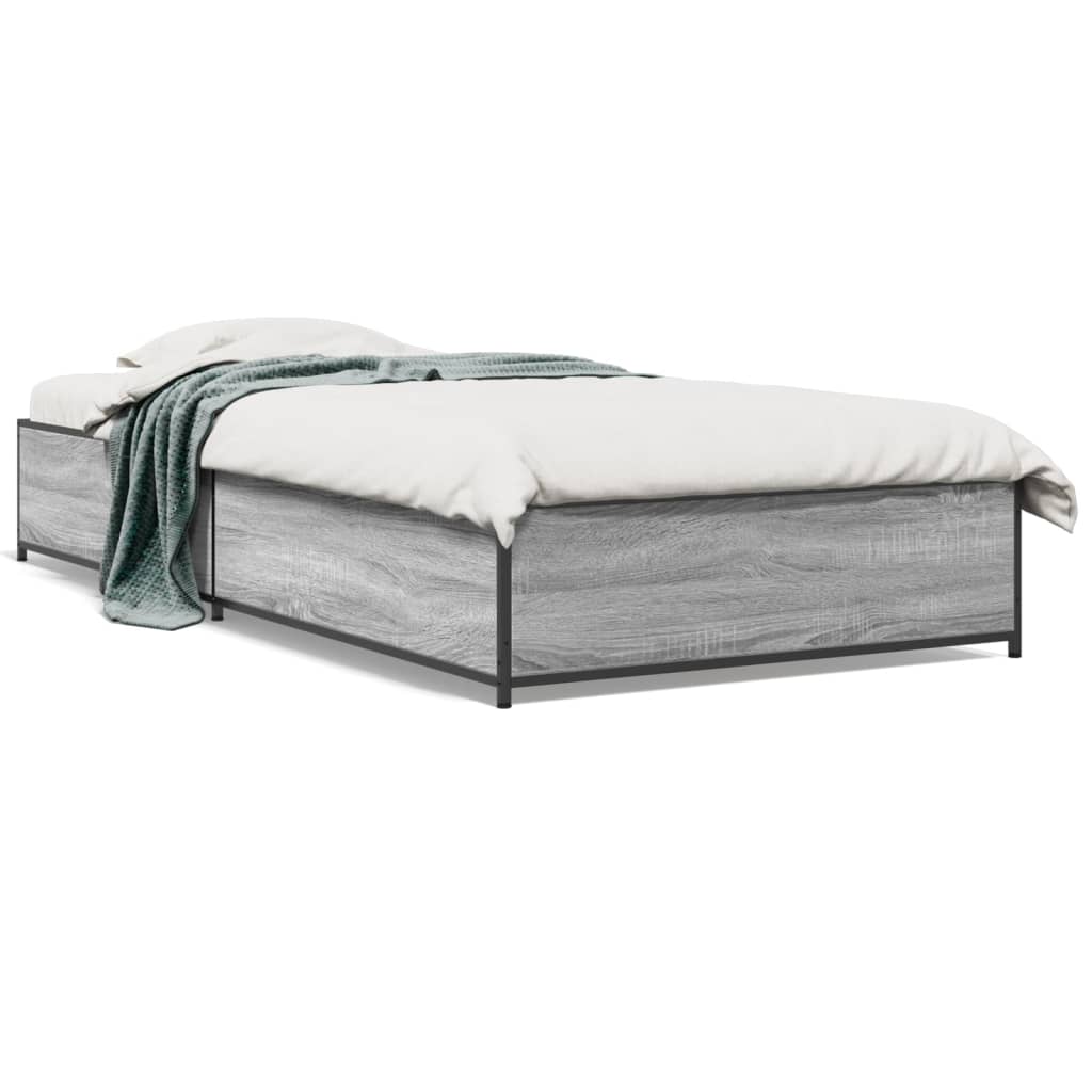 Giroletto Grigio Sonoma 90x200 cm Legno Multistrato e Metallo | homemem39