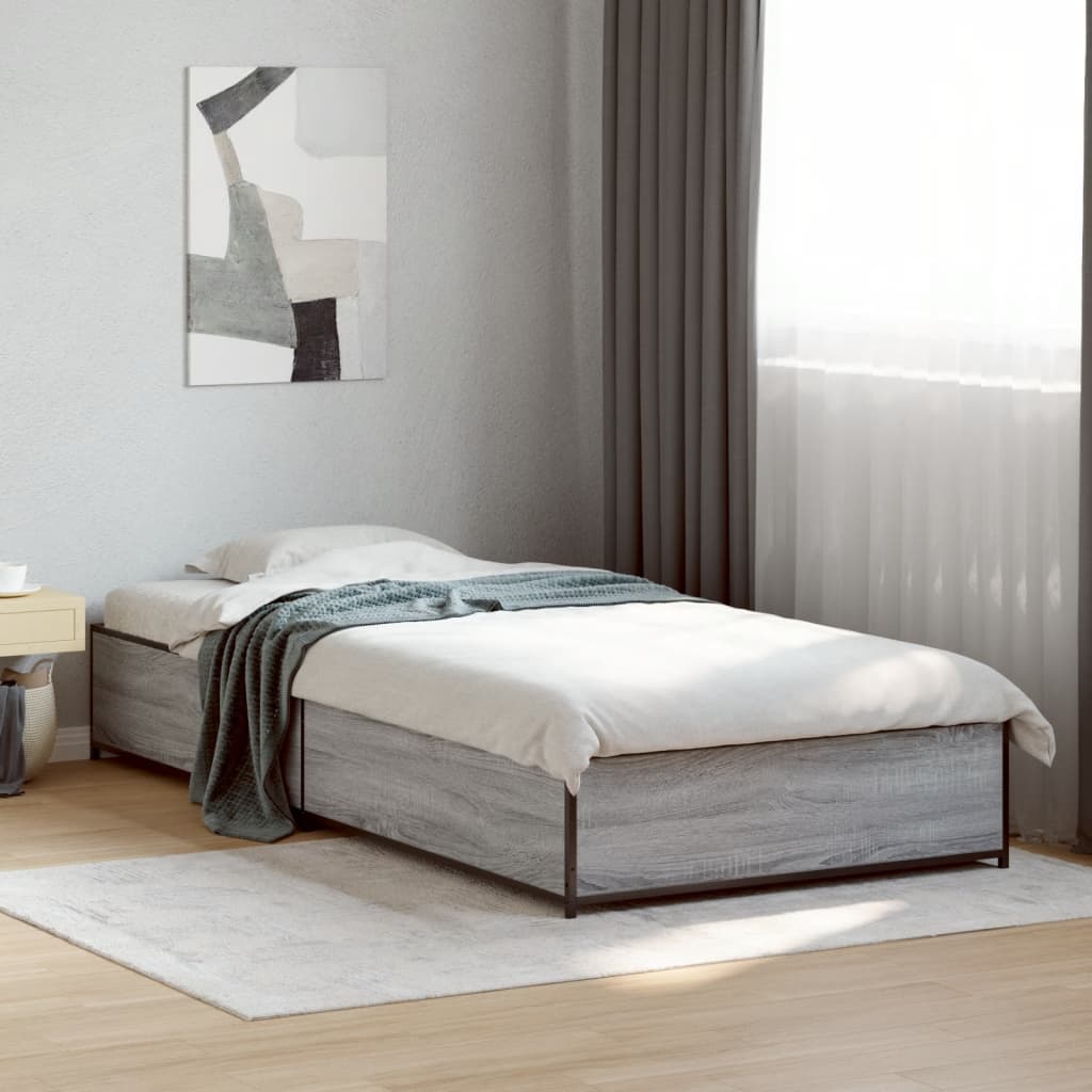 Giroletto Grigio Sonoma 90x200 cm Legno Multistrato e Metallo | homemem39