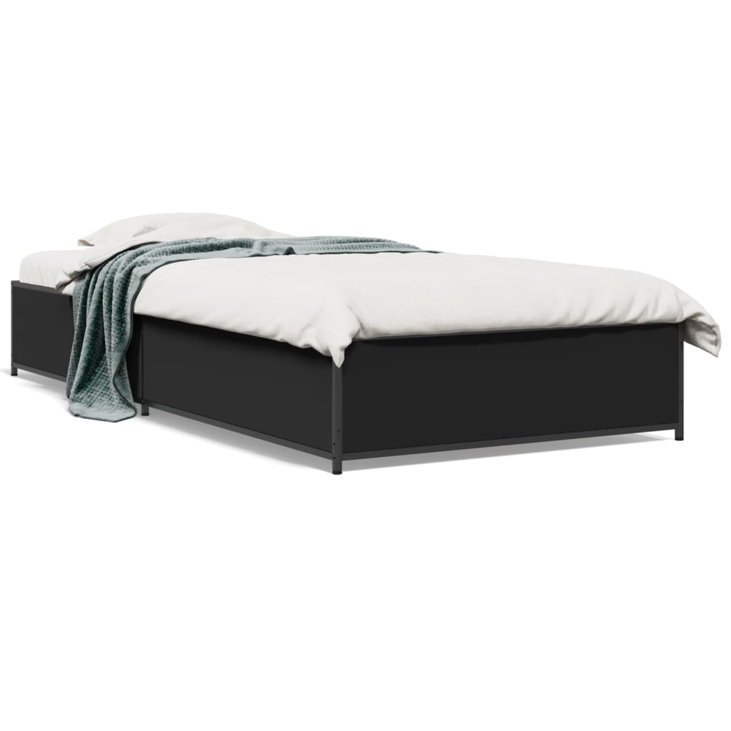 Giroletto Nero 90x190 cm in Legno Multistrato e Metallo | homemem39