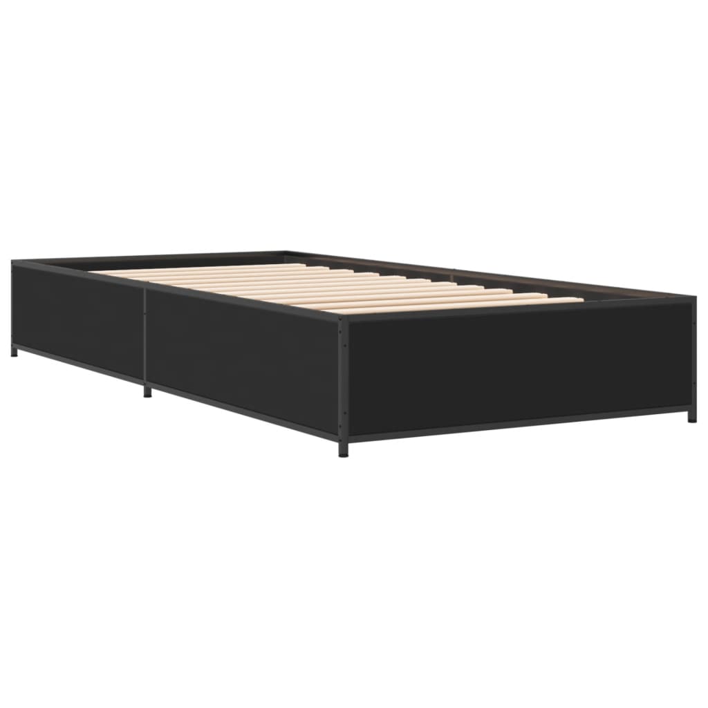 Giroletto Nero 90x190 cm in Legno Multistrato e Metallo | homemem39