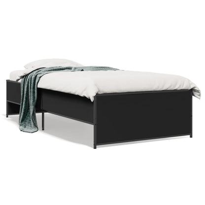 Giroletto Nero 90x190 cm in Legno Multistrato e Metallo | homemem39