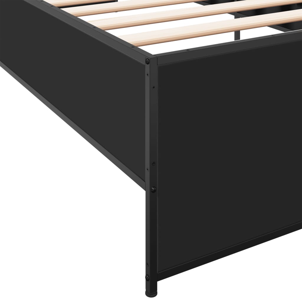 Giroletto Nero 90x190 cm in Legno Multistrato e Metallo | homemem39