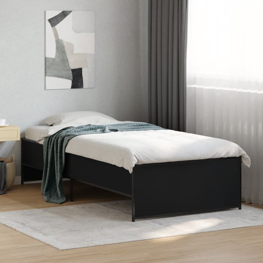 Giroletto Nero 90x190 cm in Legno Multistrato e Metallo | homemem39