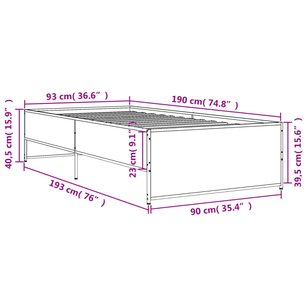 Giroletto senza Materasso Rovere Sonoma 90x190 cm | homemem39