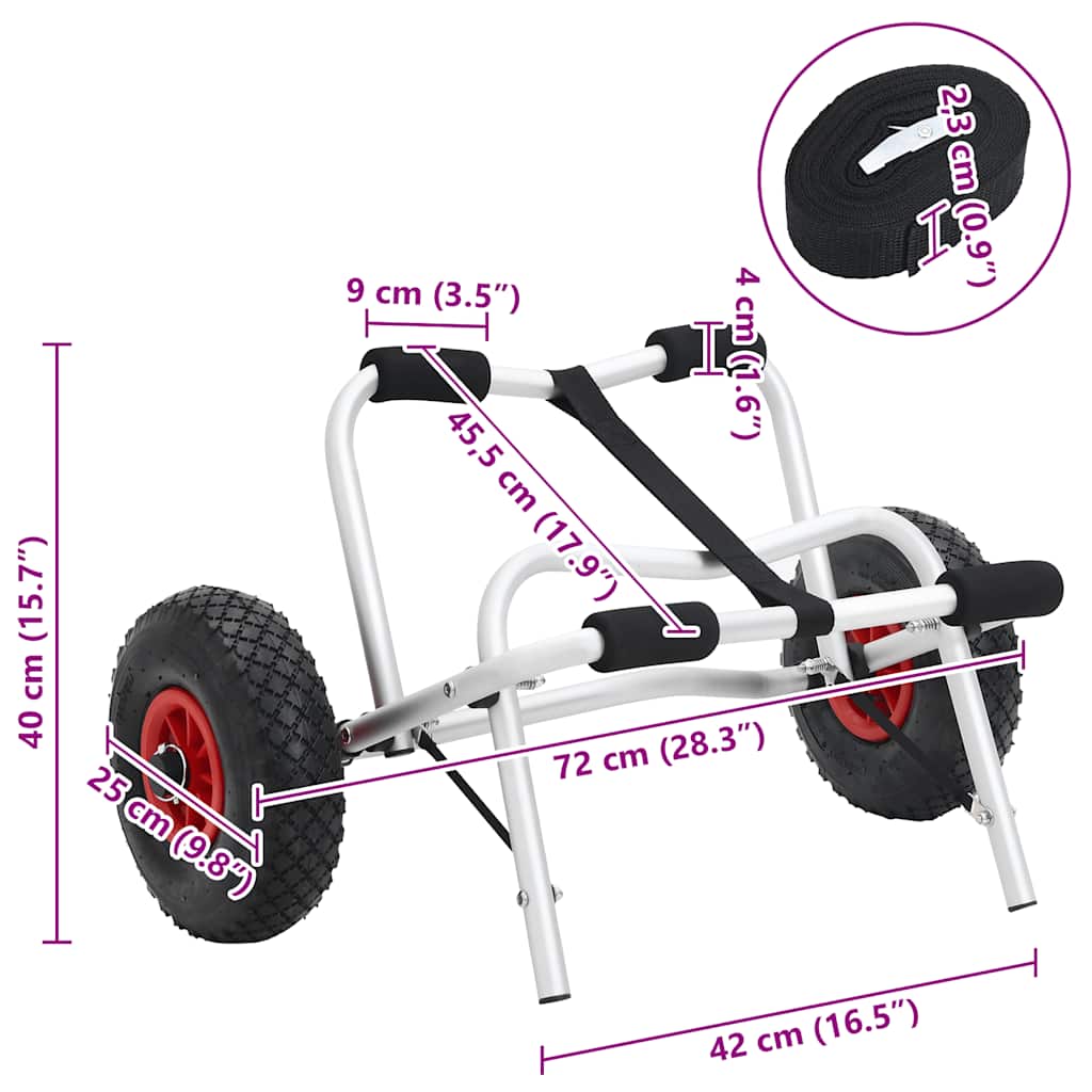 Carrello per Kayak Pieghevole 45 kg in Alluminio - homemem39