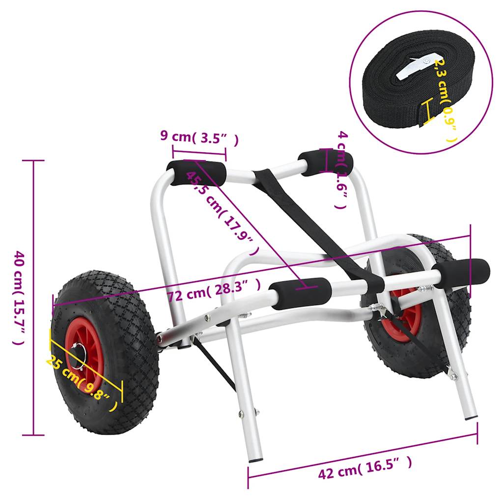 Carrello per Kayak Pieghevole 45 kg in Alluminio - homemem39