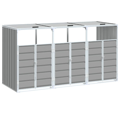 Copribidone con Ruote per 3 Bidoni Grigio 216x81x115 cm Acciaio - homemem39