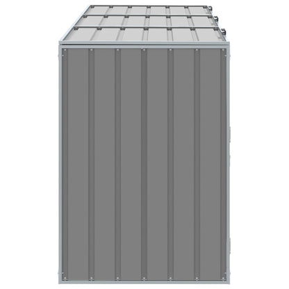 Copribidone con Ruote per 3 Bidoni Grigio 216x81x115 cm Acciaio - homemem39