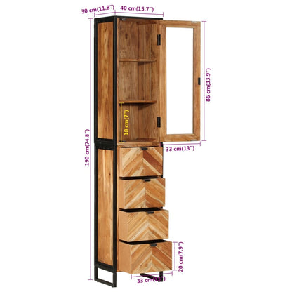 Mobile da Bagno 40x27x190 cm in Ferro e Legno Massello Acacia | homemem39