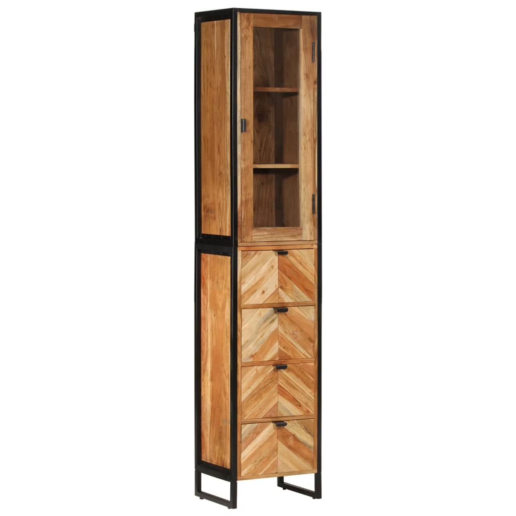 Set Mobili da Bagno 3 pz in Ferro e Legno Massello di Acacia | homemem39
