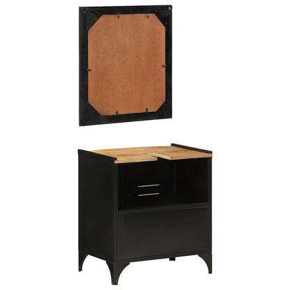 Set Mobili da Bagno 2pz in Ferro e Legno Massello di Mango | homemem39
