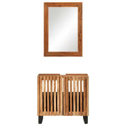 Set Mobili da Bagno 2pz in Legno Massello di Acacia