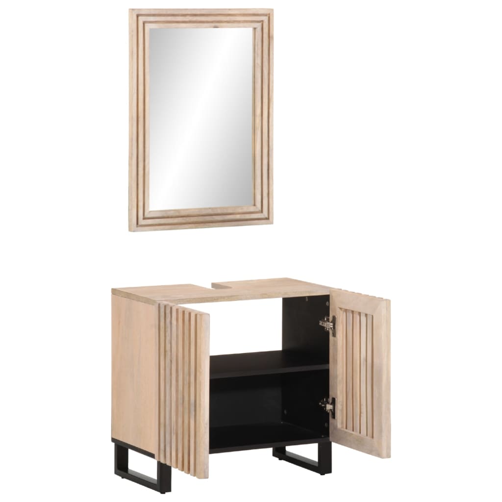 Set Mobili da Bagno 2pz in Legno Massello di Mango