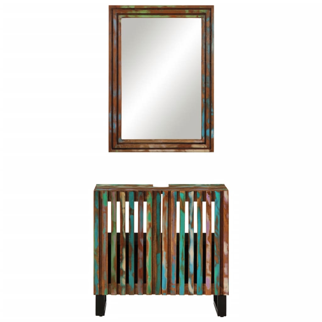 Set Mobili da Bagno 2pz in Legno Massello di Acacia