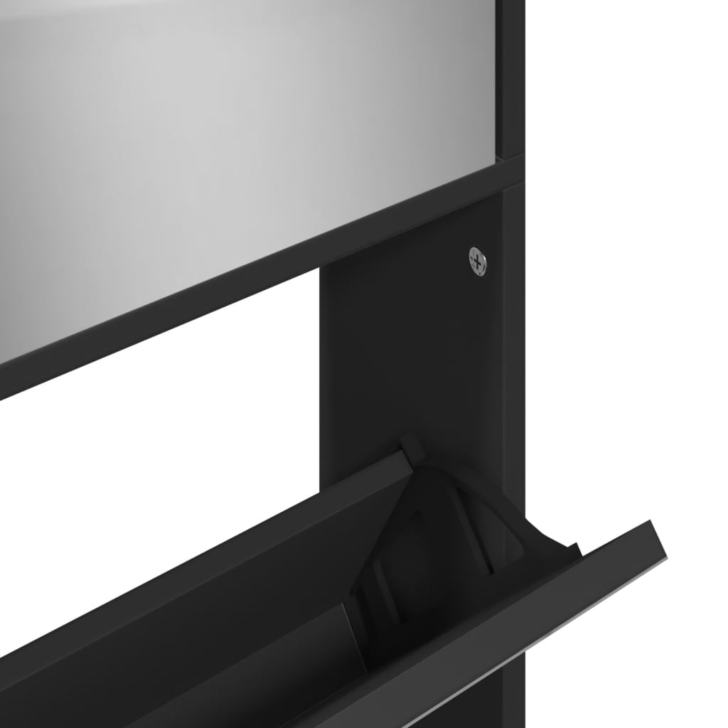 Scarpiera con Specchio a 4 Livelli Nera 63x17x134 cm - homemem39
