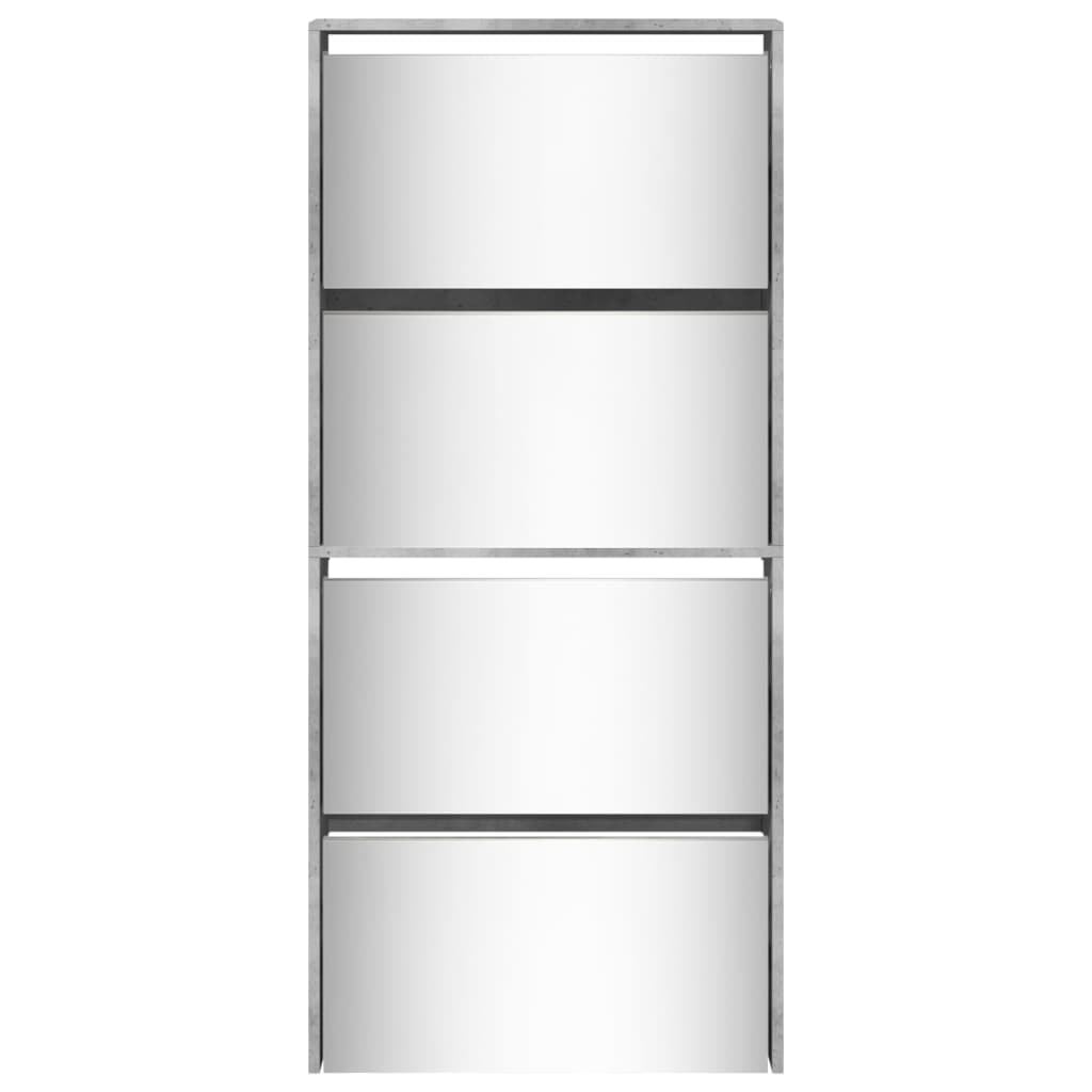 Scarpiera con Specchio a 4 Livelli Grigio Cemento 63x17x134 cm - homemem39