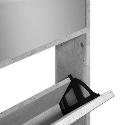 Scarpiera con Specchio a 4 Livelli Grigio Cemento 63x17x134 cm - homemem39