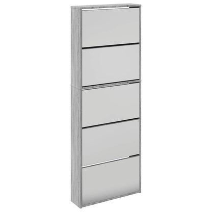 Scarpiera con Specchio a 5 Livelli Grigio Sonoma 63x17x169,5 cm