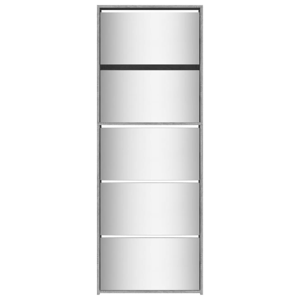 Scarpiera con Specchio a 5 Livelli Grigio Sonoma 63x17x169,5 cm - homemem39