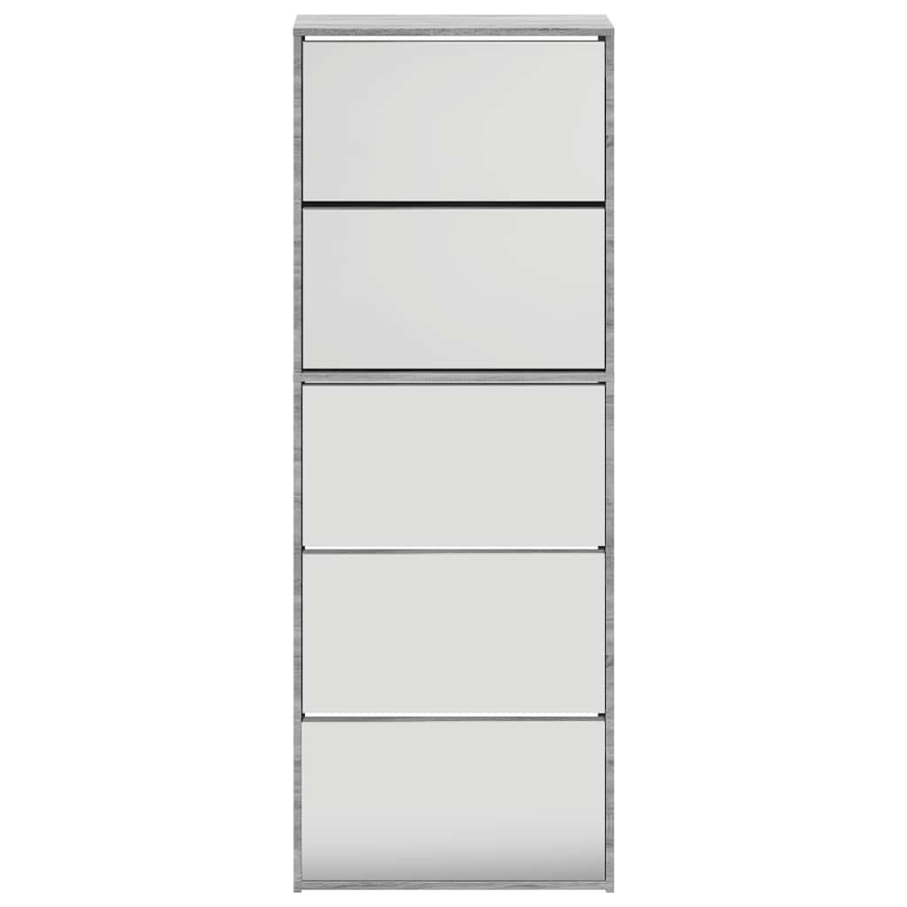 Scarpiera con Specchio a 5 Livelli Grigio Sonoma 63x17x169,5 cm | homemem39