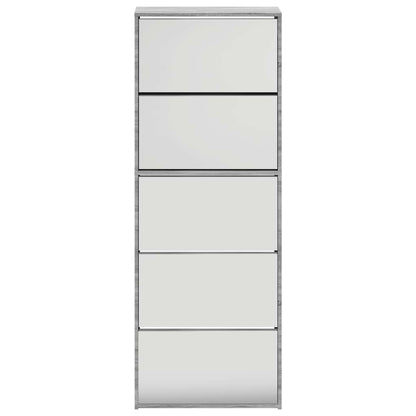 Scarpiera con Specchio a 5 Livelli Grigio Sonoma 63x17x169,5 cm | homemem39