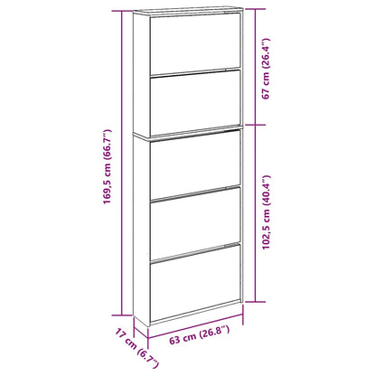 Scarpiera con Specchio a 5 Livelli Grigio Sonoma 63x17x169,5 cm | homemem39