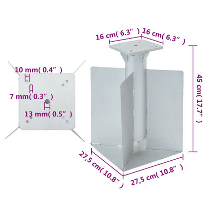 Base per Ombrellone Interrata Argento 27,5x27,5x45 cm Acciaio | homemem39