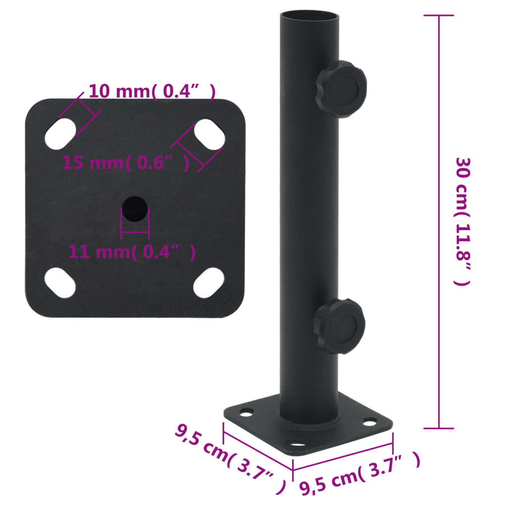 Base per Ombrellone per Palo da Ø32/34/38 mm Nero Opaco Acciaio - homemem39