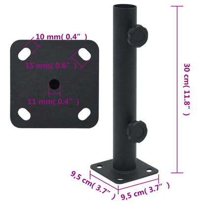 Base per Ombrellone per Palo da Ø32/34/38 mm Nero Opaco Acciaio - homemem39