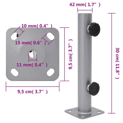 Base per Ombrellone per Palo da Ø32/34/38 mm Argento in Acciaio - homemem39