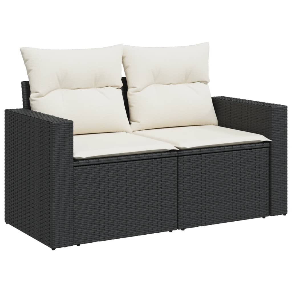 Set Divani da Giardino 10pz con Cuscini in Polyrattan Nero | homemem39