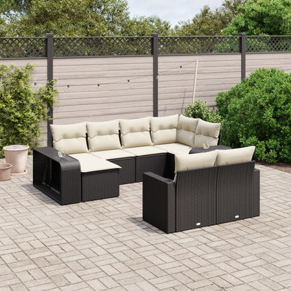 Set Divani da Giardino 10pz con Cuscini in Polyrattan Nero | homemem39