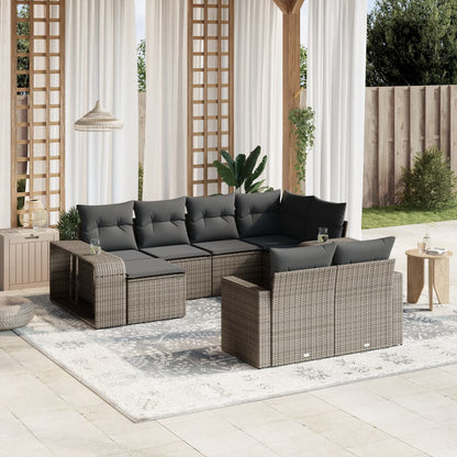 Set Divano da Giardino 10 pz con Cuscini Grigio in Polyrattan | homemem39