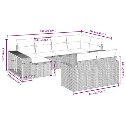 Set Divani da Giardino 10 pz con Cuscini Marrone in Polyrattan | homemem39