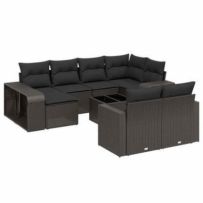 Set Divani da Giardino 11 pz con Cuscini in Polyrattan Nero | homemem39