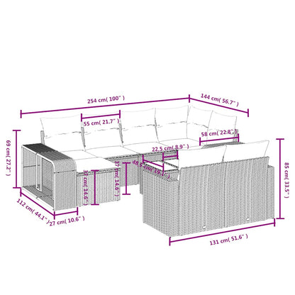 Set Divani da Giardino 11 pz con Cuscini in Polyrattan Nero | homemem39