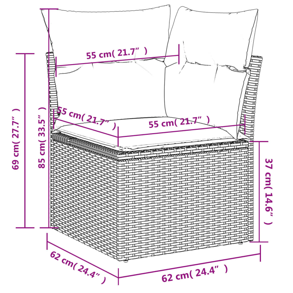 Set Divani da Giardino 11 pz con Cuscini in Polyrattan Nero | homemem39